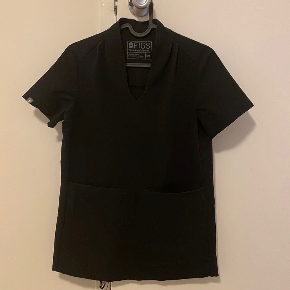 Figs Scrub Top Black XXS Oversized